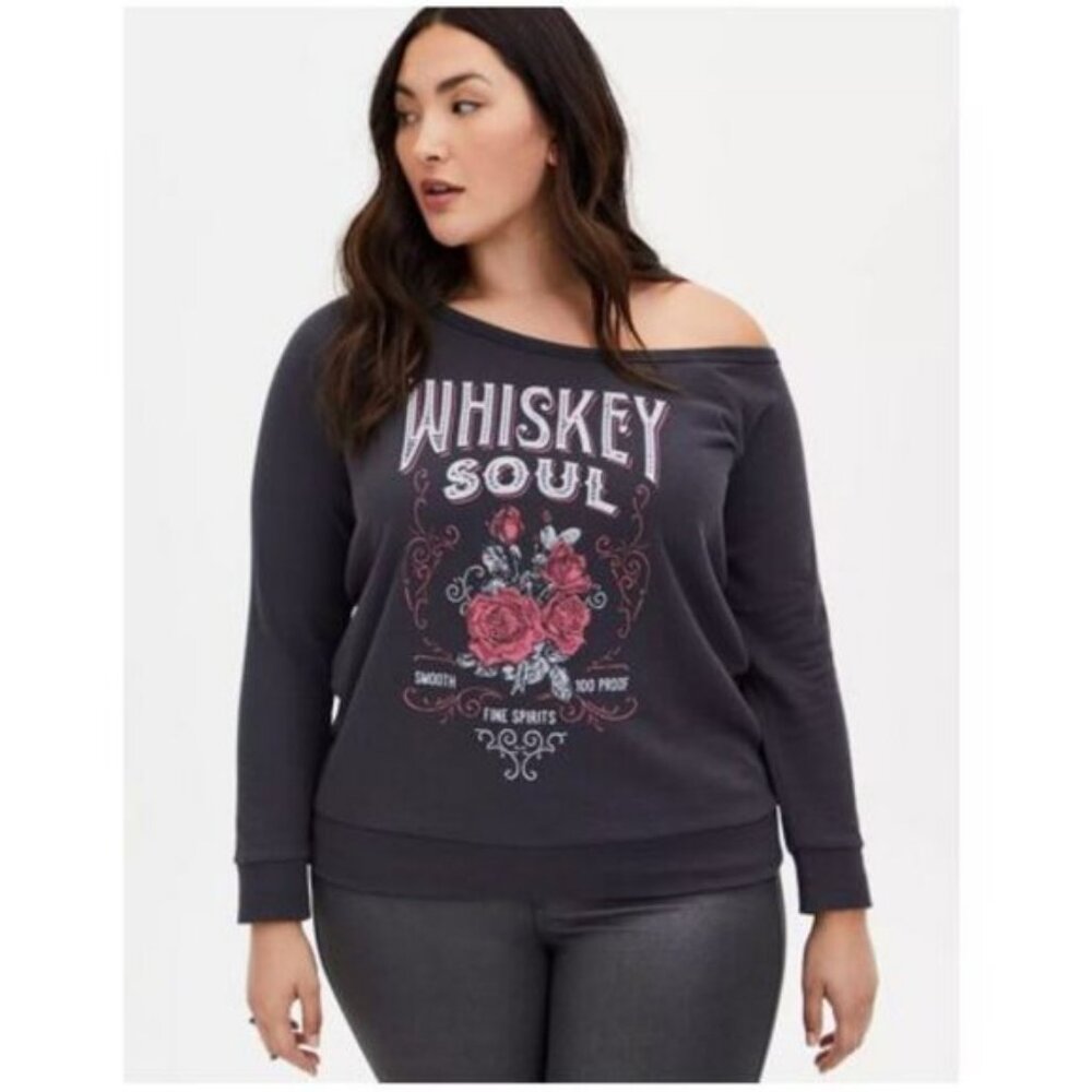 Torrid Whiskey Soul Off The Shoulder Sweatshirt